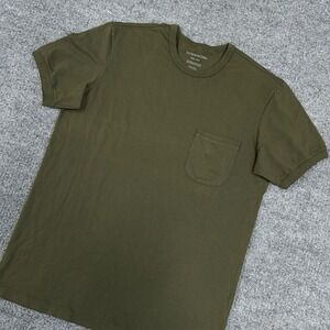 Outerknown T-Shirt Men Small Olive Organic Pima Cotton Pocket Tee Army Soft